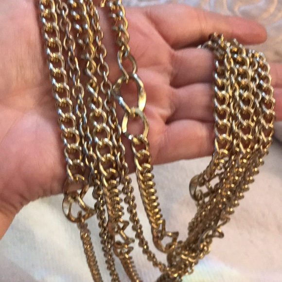 GRAZIANO GOLDTONE MULTI CHAIN STATEMENT NECKLACE - Picture 15 of 16